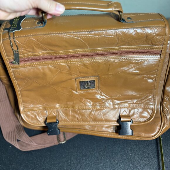 Vintage Brown Leather Briefcase Carry On Bag by Pioneer Express - Picture 8 of 8